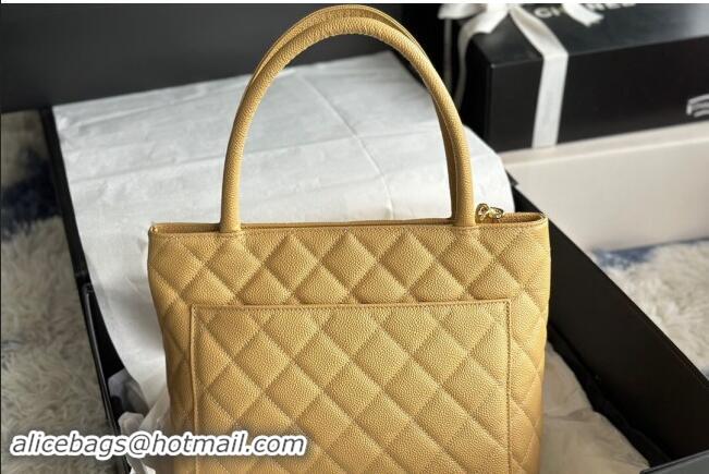 Famous Brand Chanel Grained Calfskin Vintage Top Handle bag AS1804 Yellow 2024