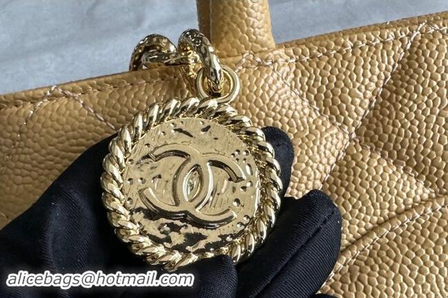 Famous Brand Chanel Grained Calfskin Vintage Top Handle bag AS1804 Yellow 2024