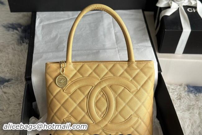 Famous Brand Chanel Grained Calfskin Vintage Top Handle bag AS1804 Yellow 2024