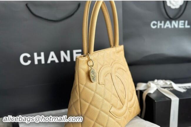 Famous Brand Chanel Grained Calfskin Vintage Top Handle bag AS1804 Yellow 2024