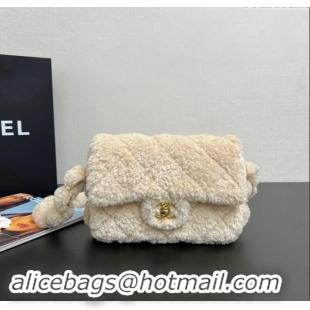 Promotional Chanel Shearling Mini Flap Bag 99409 Light Beige 2024