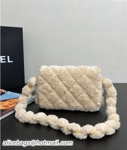 Promotional Chanel Shearling Mini Flap Bag 99409 Light Beige 2024