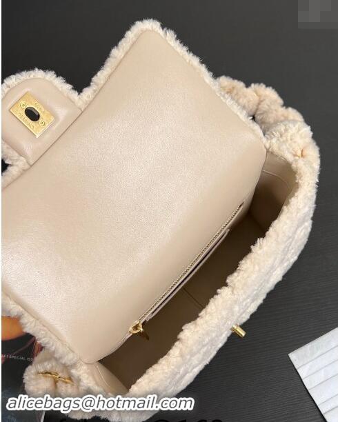 Promotional Chanel Shearling Mini Flap Bag 99409 Light Beige 2024