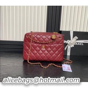 Promotional Chanel Shiny Lambskin Medium Camera Case bag AS5187 Burgundy 2024