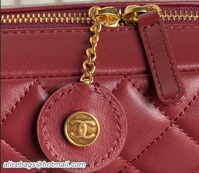 Promotional Chanel Shiny Lambskin Medium Camera Case bag AS5187 Burgundy 2024