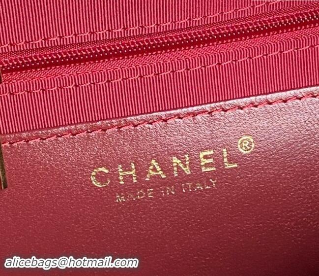 Promotional Chanel Shiny Lambskin Medium Camera Case bag AS5187 Burgundy 2024