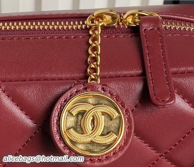 Promotional Chanel Shiny Lambskin Medium Camera Case bag AS5187 Burgundy 2024