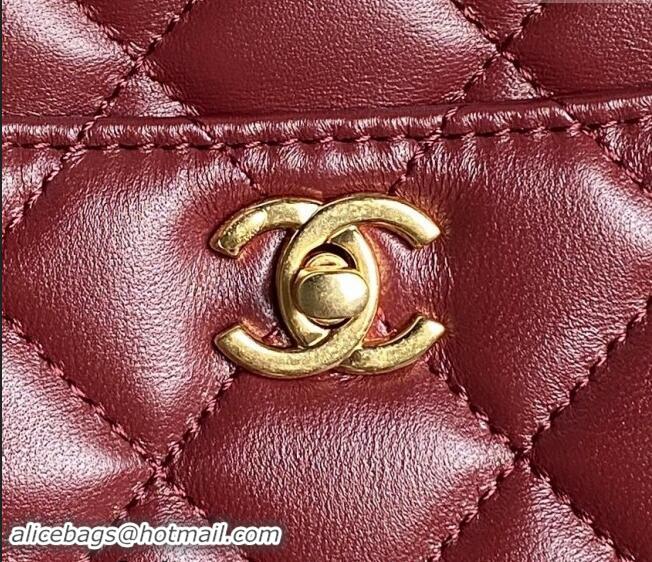 Promotional Chanel Shiny Lambskin Medium Camera Case bag AS5187 Burgundy 2024