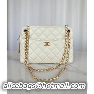 Top Design Chanel Shiny Lambskin Medium Camera Case bag AS5187 White 2024