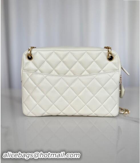 Top Design Chanel Shiny Lambskin Medium Camera Case bag AS5187 White 2024