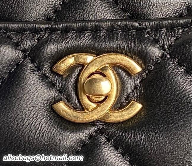 Discount Chanel Shiny Lambskin Medium Camera Case bag AS5187 Black 2024