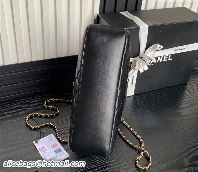 Discount Chanel Shiny Lambskin Medium Camera Case bag AS5187 Black 2024