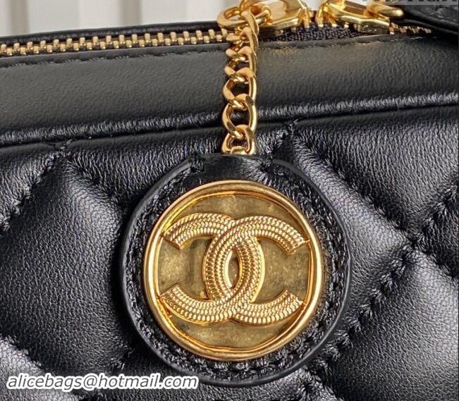 Discount Chanel Shiny Lambskin Medium Camera Case bag AS5187 Black 2024