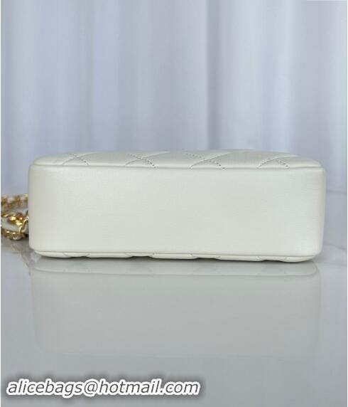 Good Product Chanel Shiny Lambskin Mini Camera Case bag AS5190 White 2024