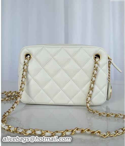 Good Product Chanel Shiny Lambskin Mini Camera Case bag AS5190 White 2024