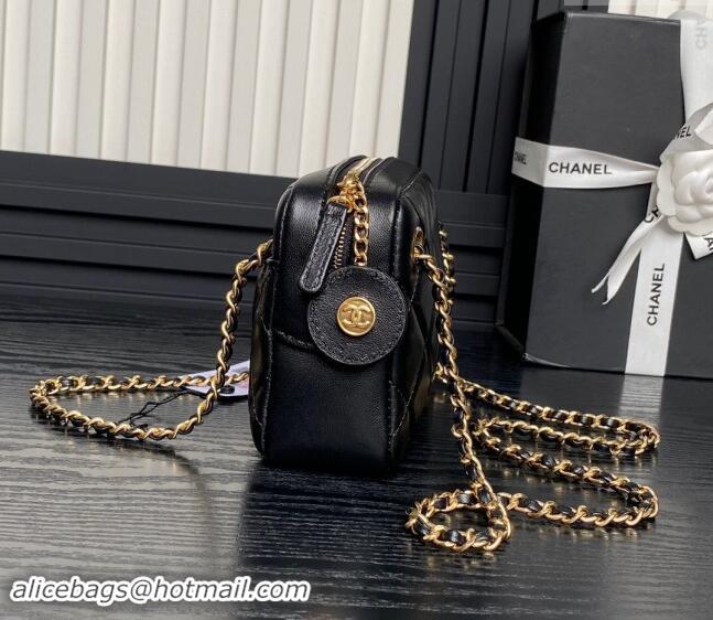 Market Sells Chanel Shiny Lambskin Mini Camera Case bag AS5190 Black 2024