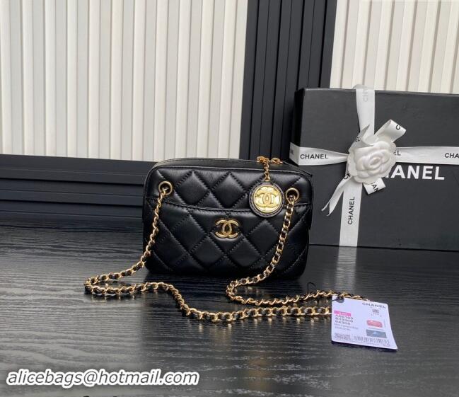 Market Sells Chanel Shiny Lambskin Mini Camera Case bag AS5190 Black 2024