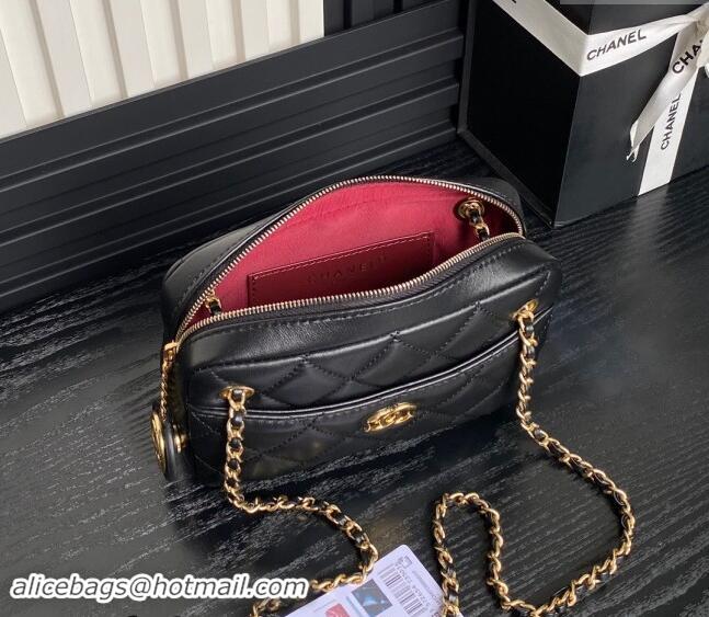 Market Sells Chanel Shiny Lambskin Mini Camera Case bag AS5190 Black 2024