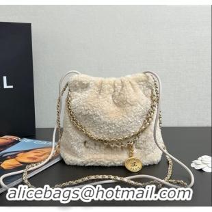 Promotional Chanel Shearling 22 Mini Shopping bag AS3980 Light Beige 2024