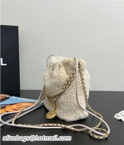 Promotional Chanel Shearling 22 Mini Shopping bag AS3980 Light Beige 2024