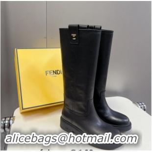 Perfect Fendi Filo High Boots 3.5cm in Calf Leather Black 930081