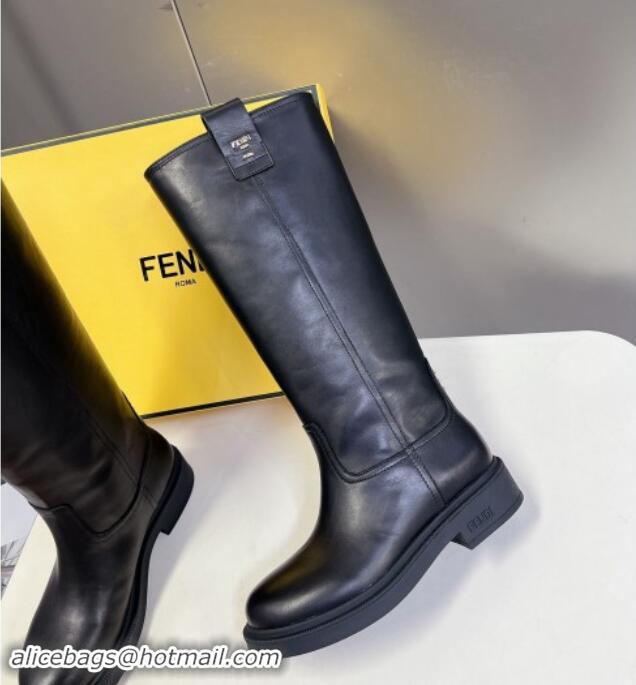 Perfect Fendi Filo High Boots 3.5cm in Calf Leather Black 930081