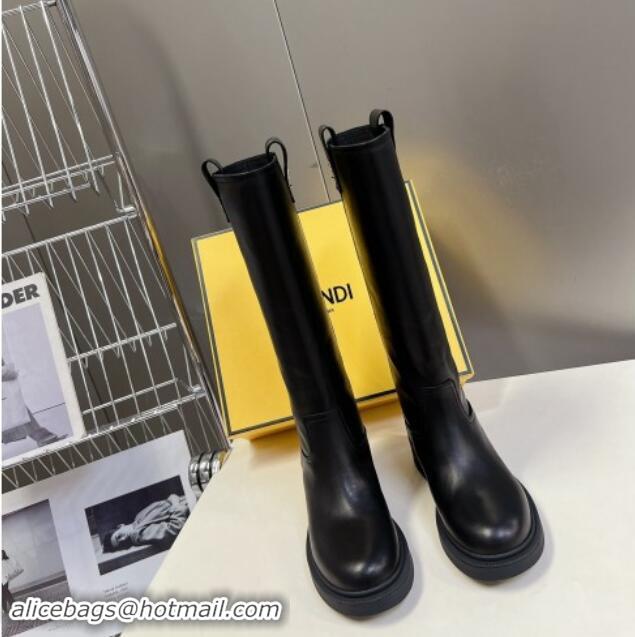 Perfect Fendi Filo High Boots 3.5cm in Calf Leather Black 930081