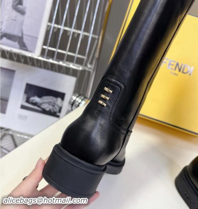 Perfect Fendi Filo High Boots 3.5cm in Calf Leather Black 930081