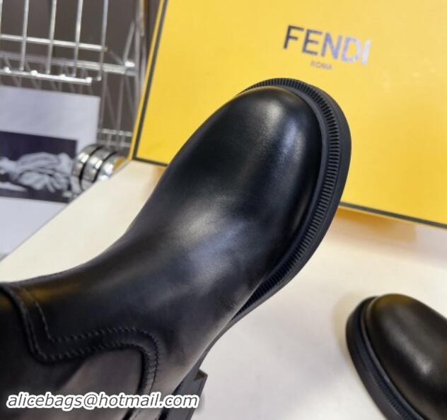 Perfect Fendi Filo High Boots 3.5cm in Calf Leather Black 930081