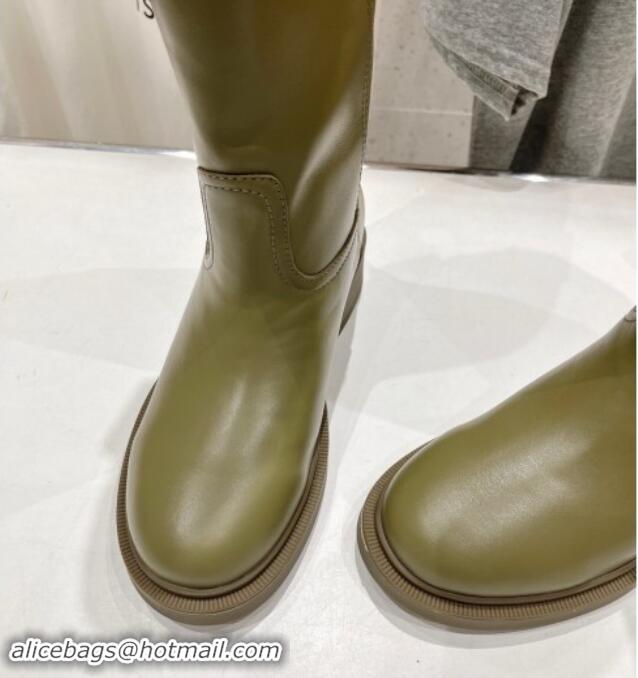 Shop Cheap Fendi Filo High Boots 3.5cm in Calf Leather Green 930082