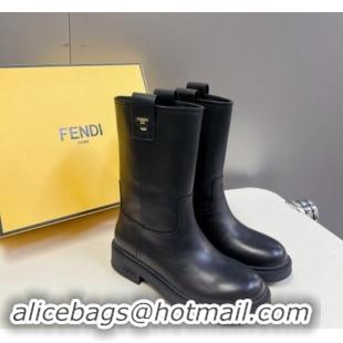 Good Product Fendi Filo Medium Boots 3.5cm in Calf Leather Black 930089