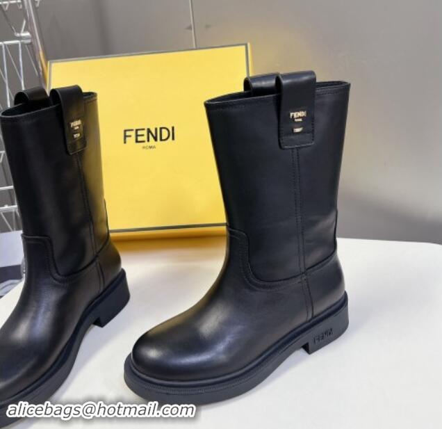 Good Product Fendi Filo Medium Boots 3.5cm in Calf Leather Black 930089