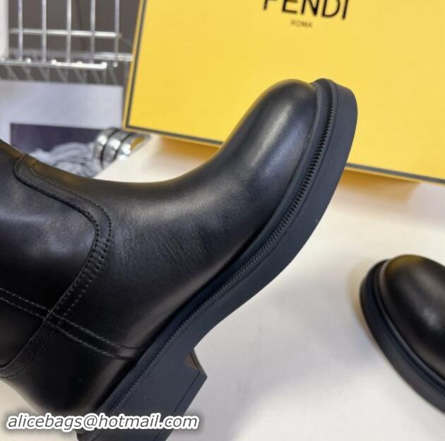 Good Product Fendi Filo Medium Boots 3.5cm in Calf Leather Black 930089