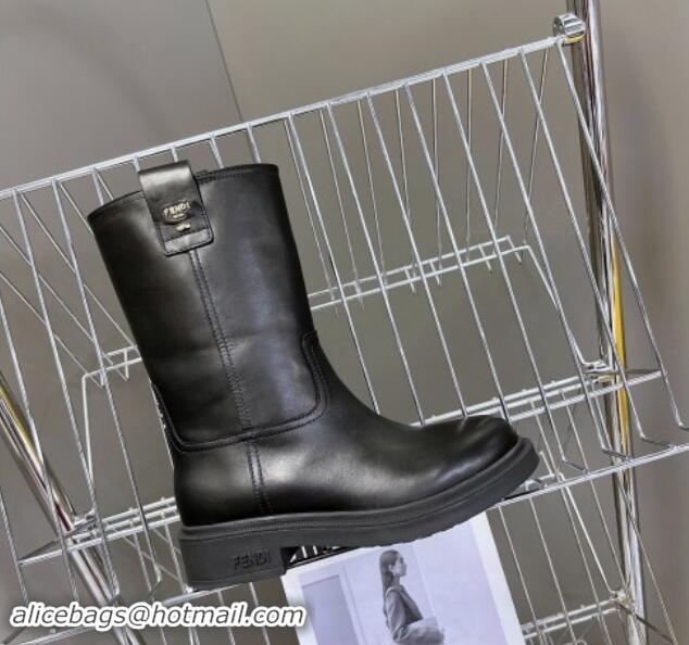 Good Product Fendi Filo Medium Boots 3.5cm in Calf Leather Black 930089