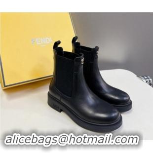 Stylish Fendi Filo Biker Ankle Boots 3.5cm in Black Calf Leather 930091