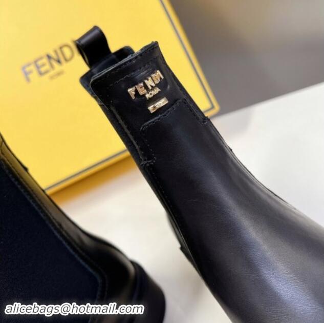 Stylish Fendi Filo Biker Ankle Boots 3.5cm in Black Calf Leather 930091