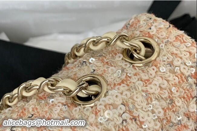 Famous Brand Chanel Sequins Mini Flap Evening Bag AS4297 Beige/Orange 2024