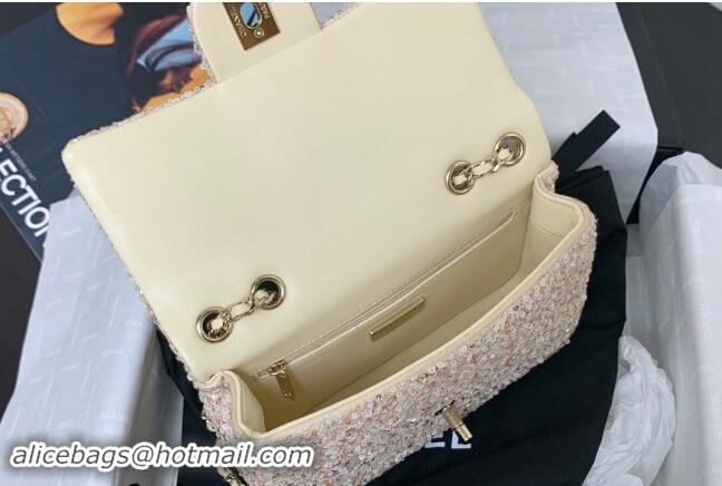 Famous Brand Chanel Sequins Mini Flap Evening Bag AS4297 Beige/Orange 2024