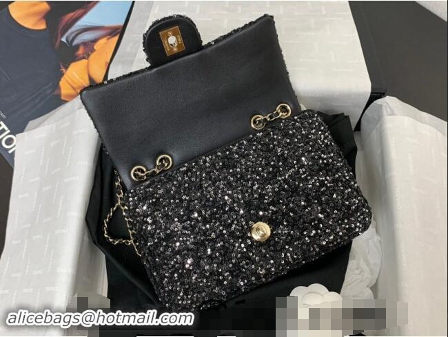 Best Price Chanel Sequins Mini Flap Evening Bag AS4297 Black 2024