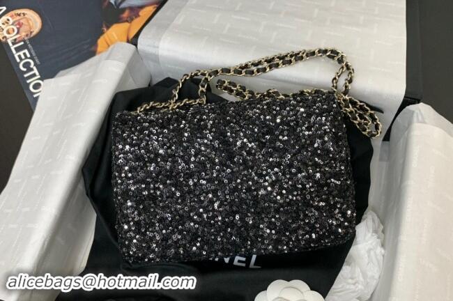 Best Price Chanel Sequins Mini Flap Evening Bag AS4297 Black 2024