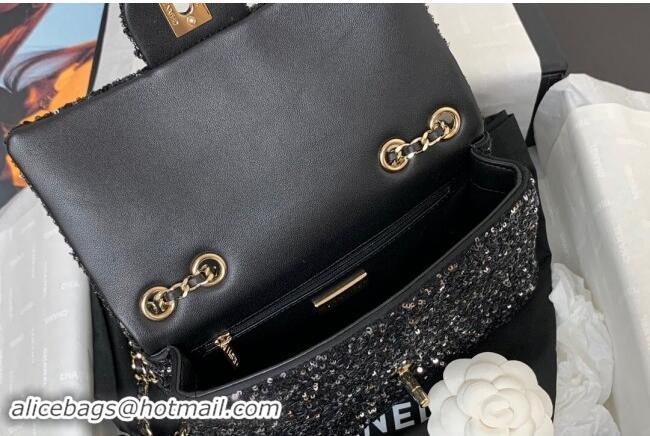 Best Price Chanel Sequins Mini Flap Evening Bag AS4297 Black 2024