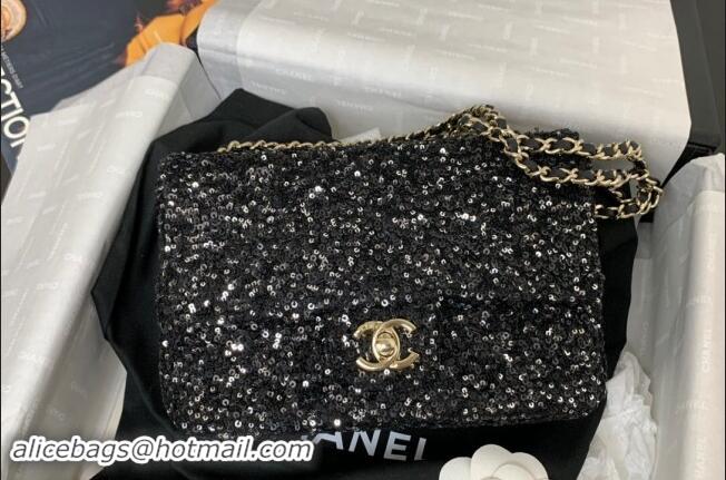 Best Price Chanel Sequins Mini Flap Evening Bag AS4297 Black 2024