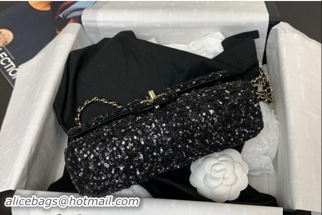 Best Price Chanel Sequins Mini Flap Evening Bag AS4297 Black 2024