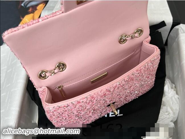 Well Crafted Chanel Sequins Mini Flap Evening Bag AS4297 Light Pink 2024