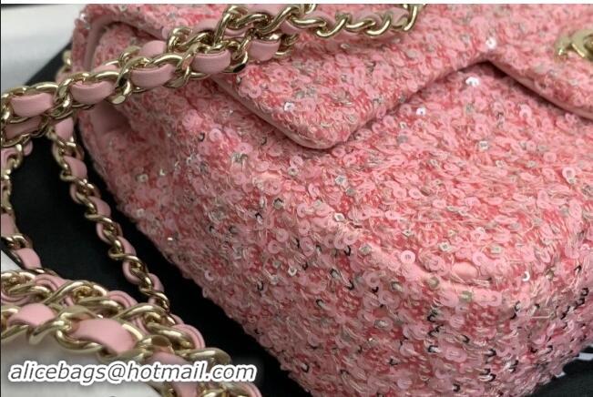 Well Crafted Chanel Sequins Mini Flap Evening Bag AS4297 Light Pink 2024