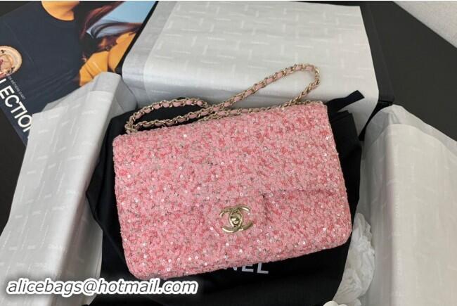 Well Crafted Chanel Sequins Mini Flap Evening Bag AS4297 Light Pink 2024