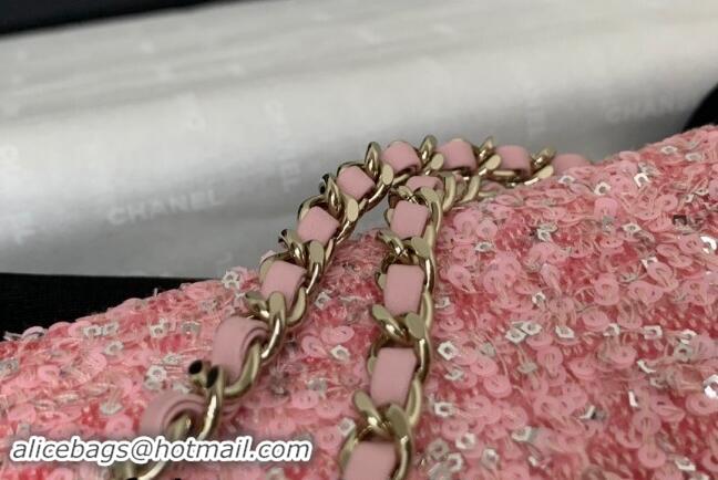 Well Crafted Chanel Sequins Mini Flap Evening Bag AS4297 Light Pink 2024