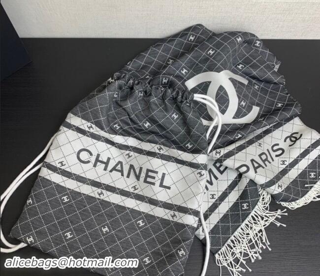 Luxury Discount Chanel Backpack bag & Blanket Set 1107 Grey/White 2024