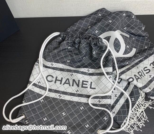 Luxury Discount Chanel Backpack bag & Blanket Set 1107 Grey/White 2024