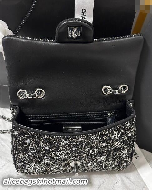 New Design Chanel Strass Mini Classic Flap bag A69900 Black/Silver 2024